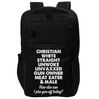 Christian White Straight Unwoke Unvaxxed Gun Owner Impact Tech Backpack