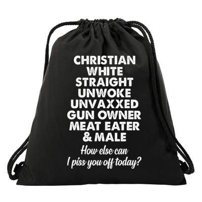 Christian White Straight Unwoke Unvaxxed Gun Owner Drawstring Bag