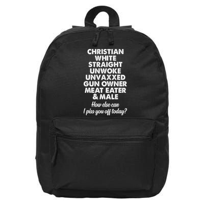 Christian White Straight Unwoke Unvaxxed Gun Owner 16 in Basic Backpack