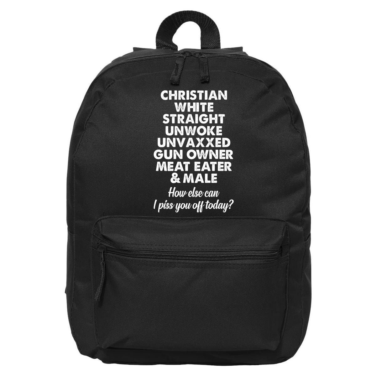 Christian White Straight Unwoke Unvaxxed Gun Owner 16 in Basic Backpack