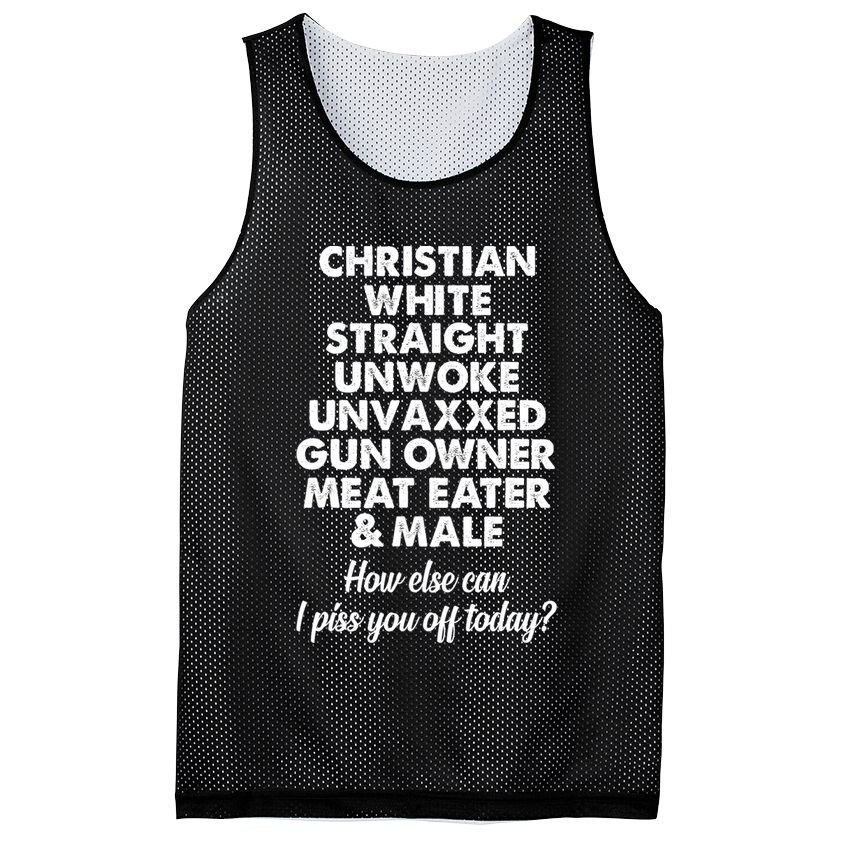 Christian White Straight Unwoke Unvaxxed Gun Owner Mesh Reversible Basketball Jersey Tank