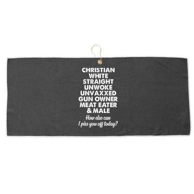 Christian White Straight Unwoke Unvaxxed Gun Owner Large Microfiber Waffle Golf Towel