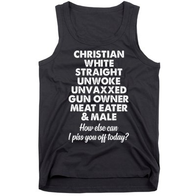 Christian White Straight Unwoke Unvaxxed Gun Owner Tank Top