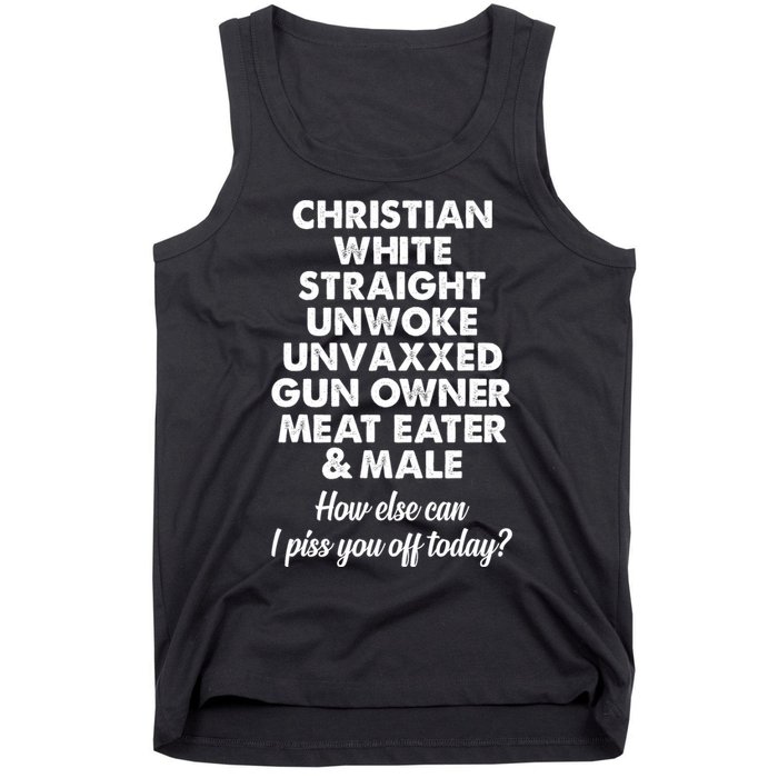 Christian White Straight Unwoke Unvaxxed Gun Owner Tank Top