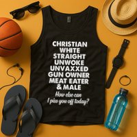 Christian White Straight Unwoke Unvaxxed Gun Owner Tank Top