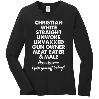 Christian White Straight Unwoke Unvaxxed Gun Owner Ladies Long Sleeve Shirt