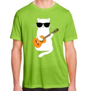 Cat Wearing Sunglasses Playing Guitar Guitarist Adult ChromaSoft Performance T-Shirt