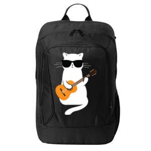 Cat Wearing Sunglasses Playing Guitar Guitarist City Backpack