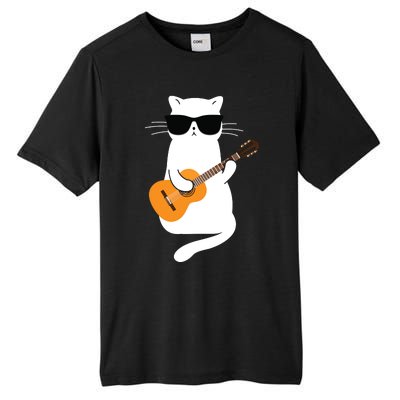 Cat Wearing Sunglasses Playing Guitar Guitarist Tall Fusion ChromaSoft Performance T-Shirt