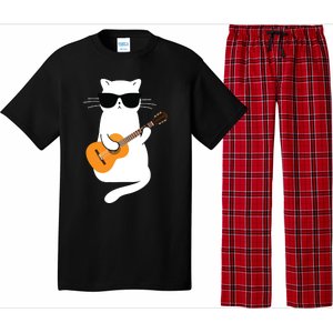 Cat Wearing Sunglasses Playing Guitar Guitarist Pajama Set