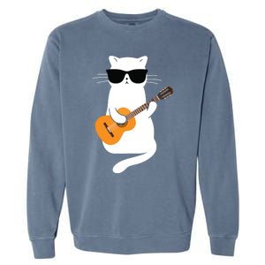 Cat Wearing Sunglasses Playing Guitar Guitarist Garment-Dyed Sweatshirt