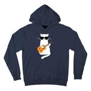 Cat Wearing Sunglasses Playing Guitar Guitarist Hoodie