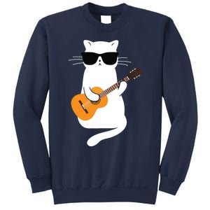 Cat Wearing Sunglasses Playing Guitar Guitarist Sweatshirt