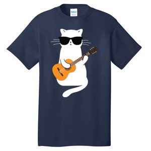 Cat Wearing Sunglasses Playing Guitar Guitarist Tall T-Shirt