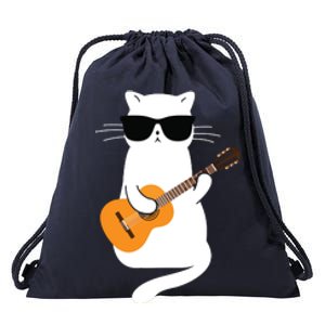 Cat Wearing Sunglasses Playing Guitar Guitarist Drawstring Bag