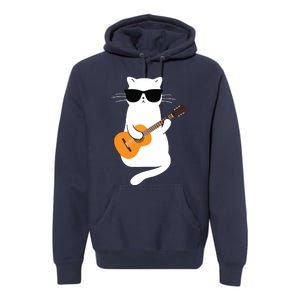 Cat Wearing Sunglasses Playing Guitar Guitarist Premium Hoodie