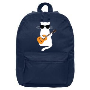 Cat Wearing Sunglasses Playing Guitar Guitarist 16 in Basic Backpack