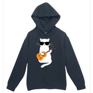 Cat Wearing Sunglasses Playing Guitar Guitarist Urban Pullover Hoodie