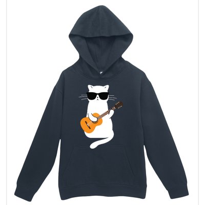 Cat Wearing Sunglasses Playing Guitar Guitarist Urban Pullover Hoodie