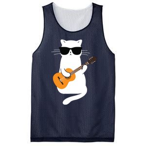 Cat Wearing Sunglasses Playing Guitar Guitarist Mesh Reversible Basketball Jersey Tank