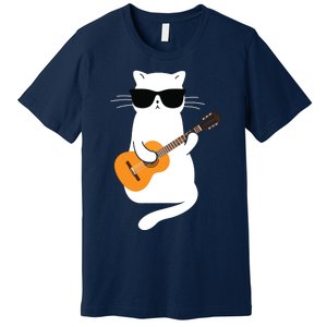 Cat Wearing Sunglasses Playing Guitar Guitarist Premium T-Shirt