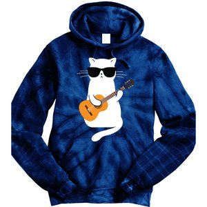 Cat Wearing Sunglasses Playing Guitar Guitarist Tie Dye Hoodie