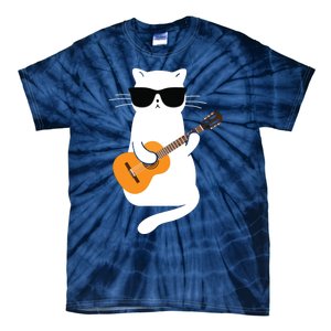 Cat Wearing Sunglasses Playing Guitar Guitarist Tie-Dye T-Shirt