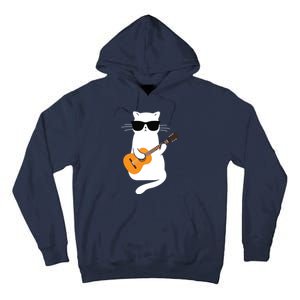 Cat Wearing Sunglasses Playing Guitar Guitarist Tall Hoodie