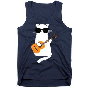 Cat Wearing Sunglasses Playing Guitar Guitarist Tank Top