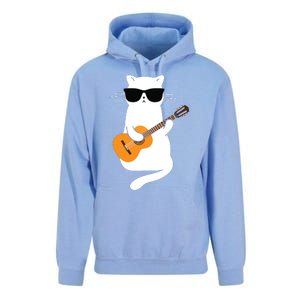 Cat Wearing Sunglasses Playing Guitar Guitarist Unisex Surf Hoodie