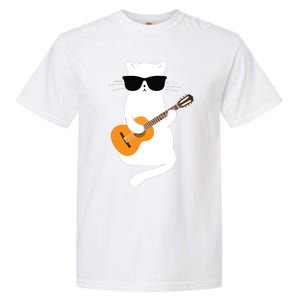 Cat Wearing Sunglasses Playing Guitar Guitarist Garment-Dyed Heavyweight T-Shirt