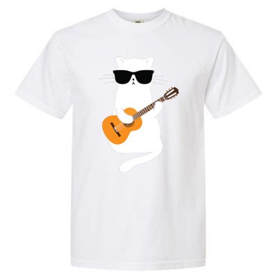 Cat Wearing Sunglasses Playing Guitar Guitarist Garment-Dyed Heavyweight T-Shirt