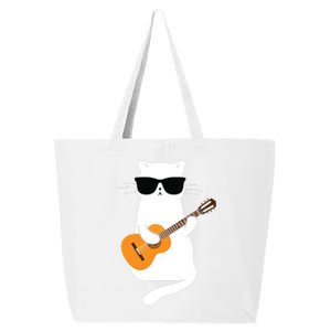 Cat Wearing Sunglasses Playing Guitar Guitarist 25L Jumbo Tote