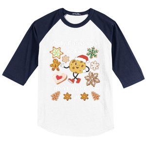 Cookie With SantaS Hat Among Gingerbread Gift Baseball Sleeve Shirt