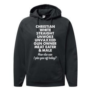 Christian White Straight Unwoke Unvaxxed Gun Owner Performance Fleece Hoodie