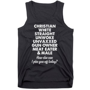 Christian White Straight Unwoke Unvaxxed Gun Owner Tank Top