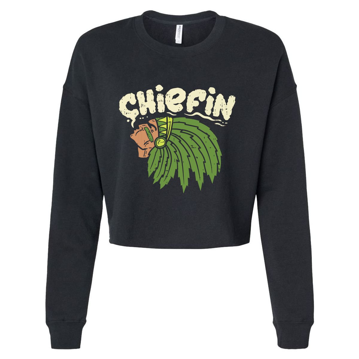 Chiefin Weed Smoking Funny 420 Cannabis Pot Thc Smoker Gift Cropped Pullover Crew