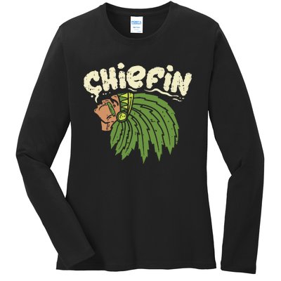 Chiefin Weed Smoking Funny 420 Cannabis Pot Thc Smoker Gift Ladies Long Sleeve Shirt