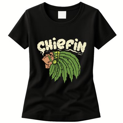 Chiefin Weed Smoking Funny 420 Cannabis Pot Thc Smoker Gift Womens T-Shirt