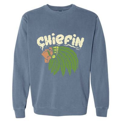 Chiefin Weed Smoking Funny 420 Cannabis Pot Thc Smoker Gift Garment-Dyed Sweatshirt