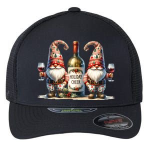 Christmas Wine Santa Gnomes For Xmas Holiday Cheer Flexfit Unipanel Trucker Cap