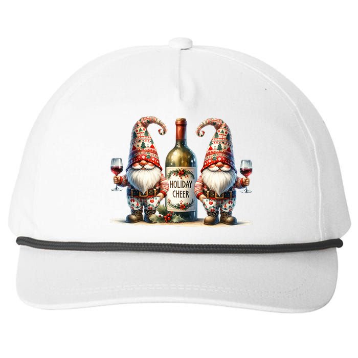 Christmas Wine Santa Gnomes For Xmas Holiday Cheer Snapback Five-Panel Rope Hat