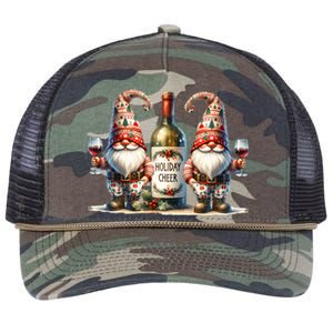 Christmas Wine Santa Gnomes For Xmas Holiday Cheer Retro Rope Trucker Hat Cap