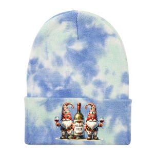 Christmas Wine Santa Gnomes For Xmas Holiday Cheer Tie Dye 12in Knit Beanie