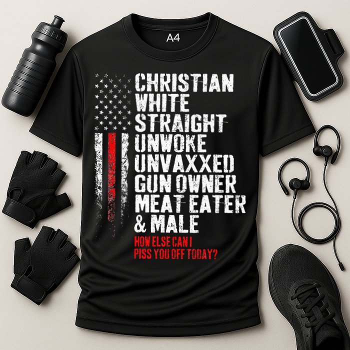 Christian White Straight Unwoke Unvaxxed Gun Owner Performance Shirt