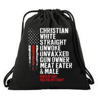 Christian White Straight Unwoke Unvaxxed Gun Owner Drawstring Bag
