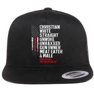 Christian White Straight Unwoke Unvaxxed Gun Owner Flat Bill Trucker Hat