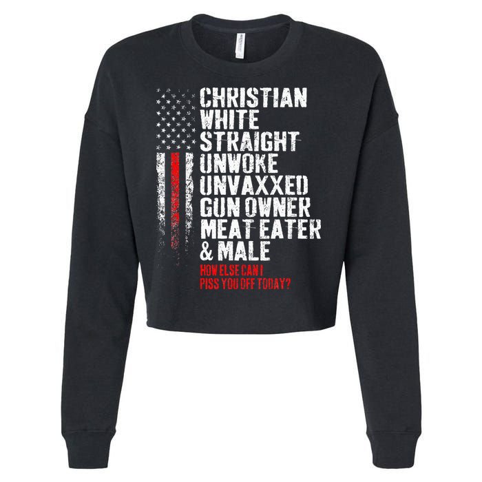 Christian White Straight Unwoke Unvaxxed Gun Owner Cropped Pullover Crew
