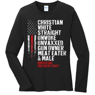 Christian White Straight Unwoke Unvaxxed Gun Owner Ladies Long Sleeve Shirt