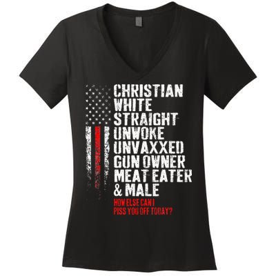 Christian White Straight Unwoke Unvaxxed Gun Owner Women's V-Neck T-Shirt